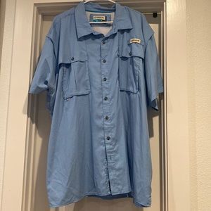Magelllan outdoors 3xl short sleeve shirt button up blue and white